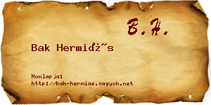 Bak Hermiás névjegykártya